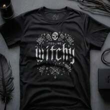 Witchy Tee Gothic Tee Dark Academia Spooky Shirt Dark Aesthetic Fun Typography Tee Unisex Outfit Alt Clothing Gothe Gift Crust Punk Grunge - màu đen - Xem 1