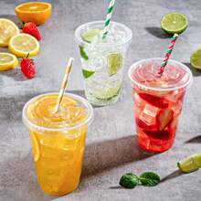 Paquete de 25/paquete de 50 vasos de plástico transparente de 16 oz con tapas, vasos desechables para bebidas frías, vasos transparentes grandes de 16 oz con tapas planas con orificios para batidos, malteadas, té de burbujas y parfait - Paquete de 16 oz-50 - Ver 7