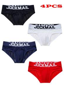 JOCKMAIL 4 件套男士透气网眼三角内裤，舒适柔软内衣，适合健身、运动、家居穿着 - 彩色 - 查看 8