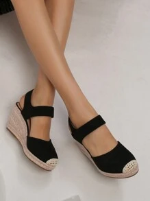 Women's Fashion Casual Vacation Woven Wedge Platform Slip-On Sandals