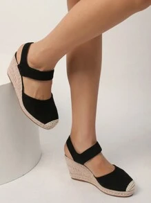 Women's Fashion Casual Vacation Woven Wedge Platform Slip-On Sandals