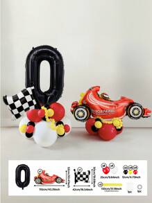 112pcs/Set Racing Theme Party Decoration Balloons, 32 Inch Black Number 0-9 Balloons, Racing/Tire/Black & White Checkered/Flag Balloons, Suitable For Birthday Party Decoration Props, Baby Shower - 彩色 - 查看 15