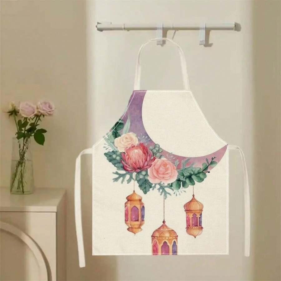 1pc Linen Apron For Home Cooking, Kitchen Wear And Cooking Lovers - Multicolor - View 1