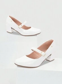 Macerata Women's Doll Shoe With Low Heel And Buckle Elegant Pump With Style And Comfort - trắng - Xem 1