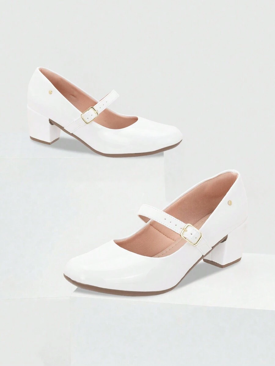 Macerata Women's Doll Shoe With Low Heel And Buckle Elegant Pump With Style And Comfort - trắng - Xem 1