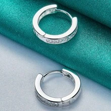 Boucles d'oreilles rondes en zircone plaquées argent sterling 925 pour femmes, bijoux de mode pour mariage et fête
