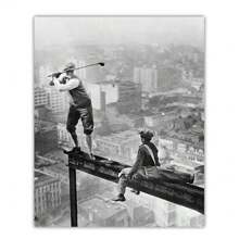 New York City Fotoset - Vintage NYC Skyline Muurkunst Decor Foto's - Poster Fotoafdrukken - Cadeau voor New Yorker, NY, Big Apple, Manhattan, Chrysler Building, Golf, Bouw Fans Ongeraamde Stijl