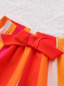 MommBaby MomBaby 女孩 2 件套，无袖纯色吊带上衣和不对称下摆裤子，时尚夏日度假装 - 彩色 - 查看 7