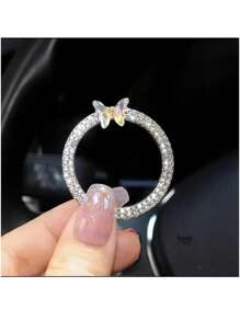 Bling Ring Emblem 汽车配件 - 用于汽车按钮和旋钮的人造水晶水钻环、一键启动按钮、钥匙点火启动器和按钮环 - 均碼 - 查看 14