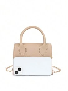 Mini Plain Chain Handbag For Kids - Khaki - View 4