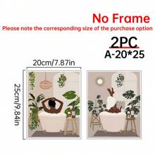 2pcs/Set , African American, Wall Art Decor, Women, Pink And Grey Abstract Canvas Painting, Picture, Poster, Print, Decor For Bathroom Wall Bedroom, Without Frame Gifts Birthday Graduation - Multicolor - View 12