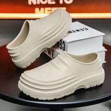 Perforated Casual Clogs For Men, New Design Thick Sole Waterproof Non-Slip Chef Shoes For Work, Cross-Border Overseas Casual Sandals