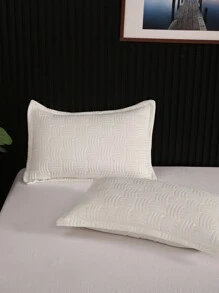 3pcs Luxury Elegant High-End Warm & Comfortable White Solid Color Quilted + Embroidered Multi-Purpose Bedspread Set (Can Be Used As Bedcover Or Blanket), Includes 1pc Bedspread + 2pcs Quilted Pillowcases (No Pillow Insert), Suitable For Bedroom, Living Room, Hotel, Dormitory