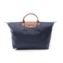 Longchamp Navy Nylon Leather Tote Bag - 棕色,海軍藍 - 查看 2