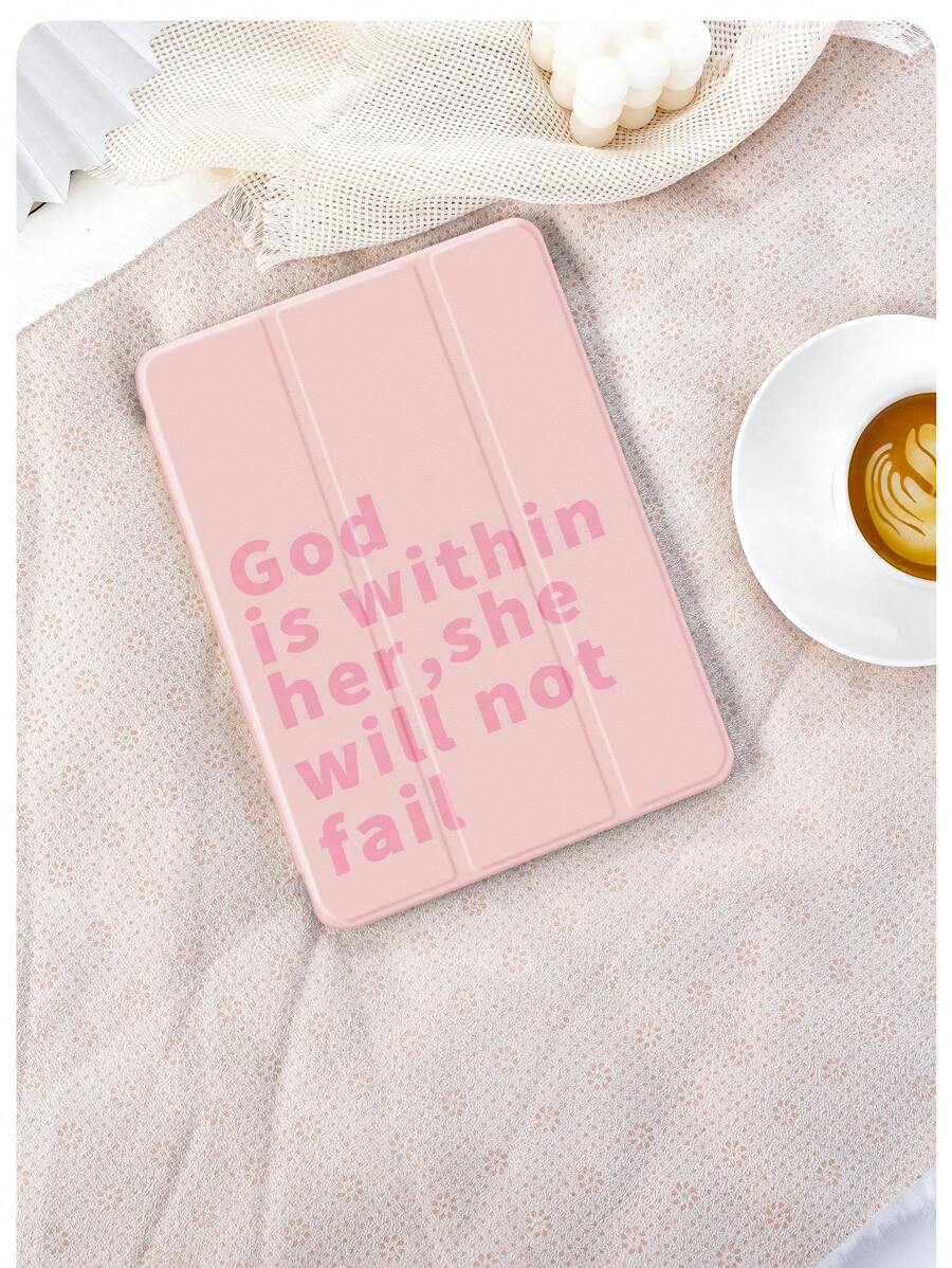 1 件“上帝在她心中，她不会失败”口号图案平板保护壳，兼容 iPad 10.2 英寸、iPad Pro 11 英寸 2021/2020/10 代、iPad Mini 4/5/6、Galaxy Tab A8 10.5 英寸 2022、Matepad 10.4 英寸、Tab，带铅笔槽，防摔，平板电脑支架保护套 - 彩色 - 查看 1