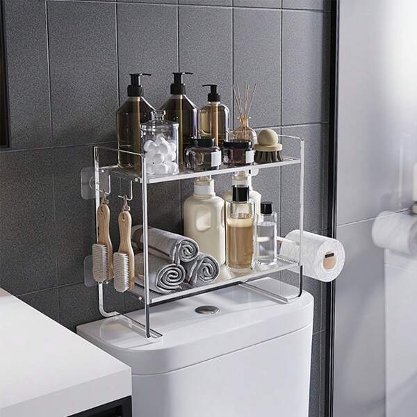 Over The Toilet Storage, 2-Tier Bathroom Organizers And Storage, Over Toilet Bathroom Organizer, No Drilling Storage Shelf, Above Toilet Storage Rack, Back Of Toilet Organizer
