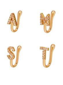 U-förmiger kupferfarbener Nasenstecker mit Strass-Buchstaben-Dekor, Körperschmuck, Geschenk für Frauen & Mädchen