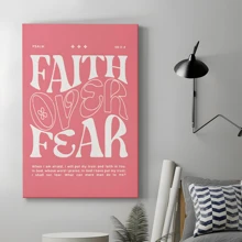 1pc Framed Canvas Poster, Modern Christian Pink Girl Preppy Decor Wall Art Canvas Paintings, Ideal Gift For Bedroom Living Room Corridor, Wall Art, Room Decoration