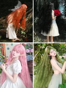 Pelucas sintéticas onduladas blancas de 40/42 pulgadas de largo tipo sirena con flequillo, pelucas negras súper largas y onduladas, pelucas rosa claro, pelucas verde claro, pelucas de reemplazo de cabello natural colorido largo y rizado para que las mujeres las usen y se vayan, pelucas sin pegamento para fiestas de disfraces y pelucas cosplay para niñas