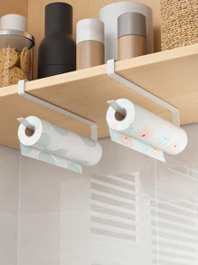 2 Stücke selbstklebende Edelstahl Küchenrollenhalter, wandmontiert, geeignet für Küche, Arbeitsplatte, Schrank, Badezimmer, schwarz, ohne Bohren erforderlich