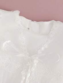 Infant Baby Girls' White Christening Dress, Embroidered Baptism Gown, 0-2 Years - White - View 5