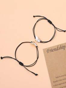 2pcs Butterfly Decor Bracelet Adjustable Straps Size Couple Matching Bracelet Jewelry Accessories For Best Friends, Bsf, Bestie, Cousin Birthday, Classmate Graduation Season, Valentine's Day Gift,Mom,Mother,Mother's Day,Gift