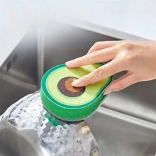 1pc High-Density Cartoon Fruit Sponge Scrubber, Non-Stick, Suitable For Kitchen And Dining, Dishware Cleaning Tool, Thick And Large For Removing Dirt, White Cleaning Sponge Block