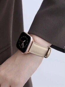Compatible With Apple Watch Bands, Apricot Comfortable Soft Classic Style Premium Grain Leather Watch Strap Suitable For Apple Watch Ultra 3 2 1 Series S10 S9 S8 S7 S6 S5 S4 S3 S2 S1, Business Fashion Unisex 38mm 40mm 41mm 42mm 44mm 45mm 46mm 49mm, New Global Bestseller - Apricot - View 11