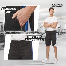 Mens 5 Pack Athletic Running Shorts, Basketball Gym Workout Shorts For Men With Zippered Pockets - 什錦黑色套裝 - 查看 3