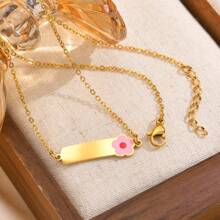 1 stuk schattige en minimalistische roestvrijstalen roze vlinderbloem gouden ketting, sieraden cadeau voor vrouwen, geschikt voor dagelijks gebruik, gepersonaliseerd cadeau voor school, vakantie