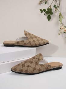 Giày lười mũi nhọn nữ thu 2025, giày lười da lộn, giày lười đế bằng hở lưng thanh lịch, đa năng, phù hợp với mọi mùa - Màu Khaki - Xem 8