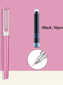 [Customized] Engraved On The Pen Shaft / Provide 1pc Elegant, Fashion, Beautiful Custom Ink Refillable Fountain Pen With 0.28mm Fine Nib / Smooth Writing, Comes With 30pcs Ink Cartridges 3.4mm In Diameter, Thoughtful Daily Writing/Calligraphy Pen, Personalized Gift For Valentine's Day, Christmas, Father's Day, Teacher's Day, Thanksgiving Back To School