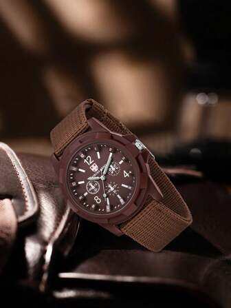 2 件装男士经典帆布表带休闲运动复古简约表盘石英表适合日常佩戴或节日礼物