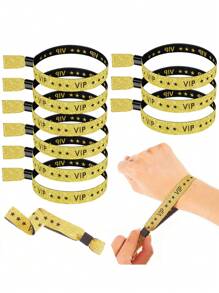 5 件/套 VIP 腕带、派对腕带、金色和黑色闪光 VIP 音乐会腕带、贵宾入场织物腕带、用于 VIP 识别的手动可调节和可重复使用的腕带、派对手镯、适用于派对、婚礼、生日、音乐节、展览、俱乐部、游乐园、假日、夜总会、水上乐园、节日用品的轻质活动腕带 - 彩色 - 查看 2