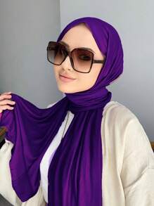 1 件女士纯色弹力头巾，适合 Abaya