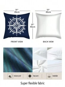 4pcs Nautical Style Plush Pillow Covers, Made Of Polyester - Multicolor - View 3
