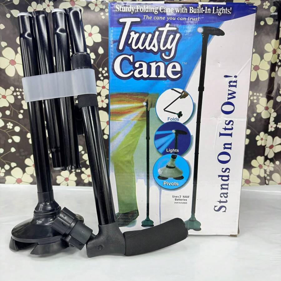 Baston Inteligente Plegable Con Luz Ajustable - Negro - Ver 1