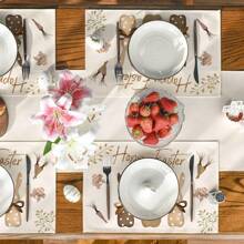 1 Stück/4 Stück/6 Stück Ostern Tischsets Set, süße Hase & Blumen bedruckte 30cmx45cm Feiertags Tischsets für Party, Küche, Esszimmer, Heim Dekoration - Verschiedenfarbig - Übersicht 11