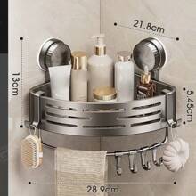 1 Piece Bathroom Storage Patch/Suction Cup Triangle Storage Rack Toilet Supplies Storage Punch-Free Wall-Mounted Bathroom Rack