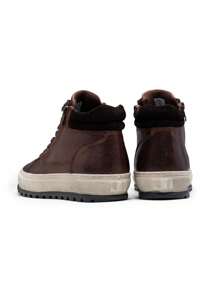 SHOESMALL Men's Leather Casual Shoes High Top Fashion Darkbrown Sneakers For Men - AMY5140-深棕色 - 查看 7