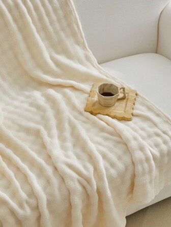 بطانية لينة منفضة ، بطانية خفيفة لفصل الصيف للتكييف، بطانية قماش فلانيل ، بطانية لون أبيض سادة، مناسبة لتستخدم في غرفة النوم والأريكة وديكور الغرفة