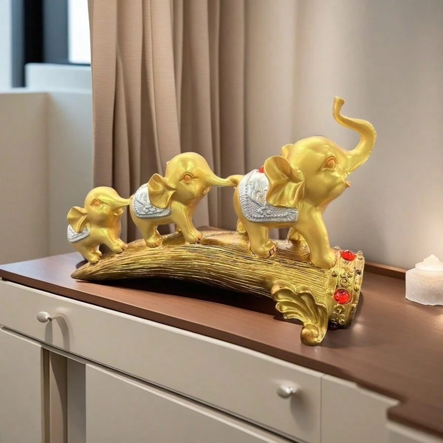European Style Living Room Cabinet Rack TV Cabinet Elephant Decor Creative Home Entrance Decorations 3pcs Small Elephant Statue Birthday - Triple Elephant - View 1