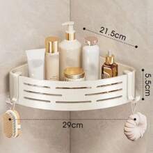 1 Piece Bathroom Storage Patch/Suction Cup Triangle Storage Rack Toilet Supplies Storage Punch-Free Wall-Mounted Bathroom Rack