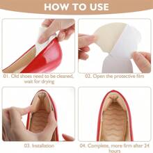 2 件装自粘凝胶鞋跟垫，透明，多用途，柔软硅胶，防滑，减少摩擦，适合高跟鞋、平底鞋、凉鞋和运动鞋 - 杏色 - 查看 4