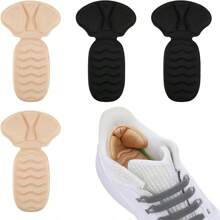 2 件装自粘凝胶鞋跟垫，透明，多用途，柔软硅胶，防滑，减少摩擦，适合高跟鞋、平底鞋、凉鞋和运动鞋 - 杏色 - 查看 2