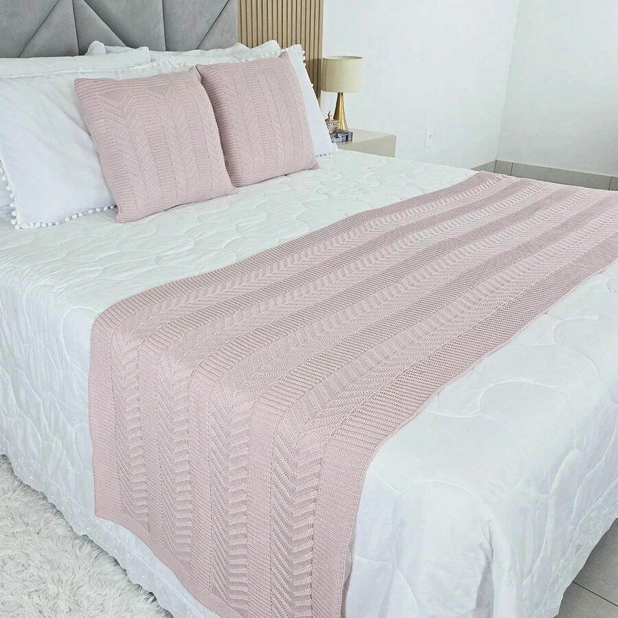 Knitted Blanket Bedspread For Double Bed Links - ONLY THE FEET - Silver Rose - View 1