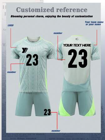 Personaliza logos para ropa deportiva juvenil, personaliza DIY y personaliza tu propio kit de fútbol único para hombres y mujeres (13-16 años) - Conjunto personalizado de camiseta y pantalones cortos