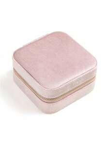 Boîte de rangement rond personnalisé avec fermeture éclair, sac de transport pour fleurs et texte, boîte de rangement en velours pour bijoux Saint-Valentin, boîte de rangement portable et compacte pour bijoux, nouvelle boîte de rangement portable ronde pour bijoux, boîte de rangement en velours pour bijoux de voyage, petit écrin rond portable de style coréen pour boucles d'oreilles, colliers, bagues et ongles, boîte de collection pour bijoux antioxydante