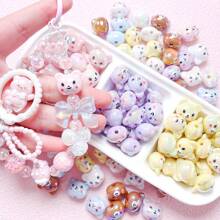 10 pièces de perles acryliques colorées de têtes d'ours et de pandas plaquées multicolores pour la fabrication de bracelets, colliers, chaînes de téléphone portable et pendentifs DIY