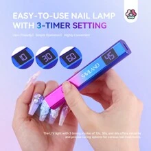 SAVILAND Saviland Lámpara UV para uñas de gel Lámpara de uñas portátil de 16 W con pantalla LCD, mini lámpara UV recargable para uñas, pequeña linterna LED UV para curar pegamento de uñas y puntas de uñas